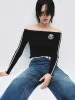 Off Shoulder Ribbed Knit Top sold by Mo&Co