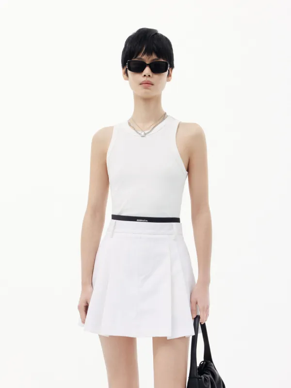 Double Waistband Pleated Skirt sold by Mo&Co