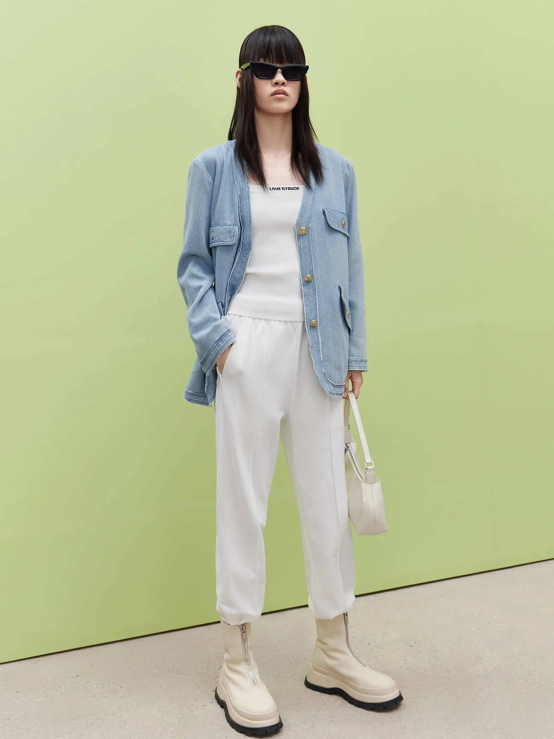 Metal Button Denim Jacket sold by Mo&Co product image thumbnail 2