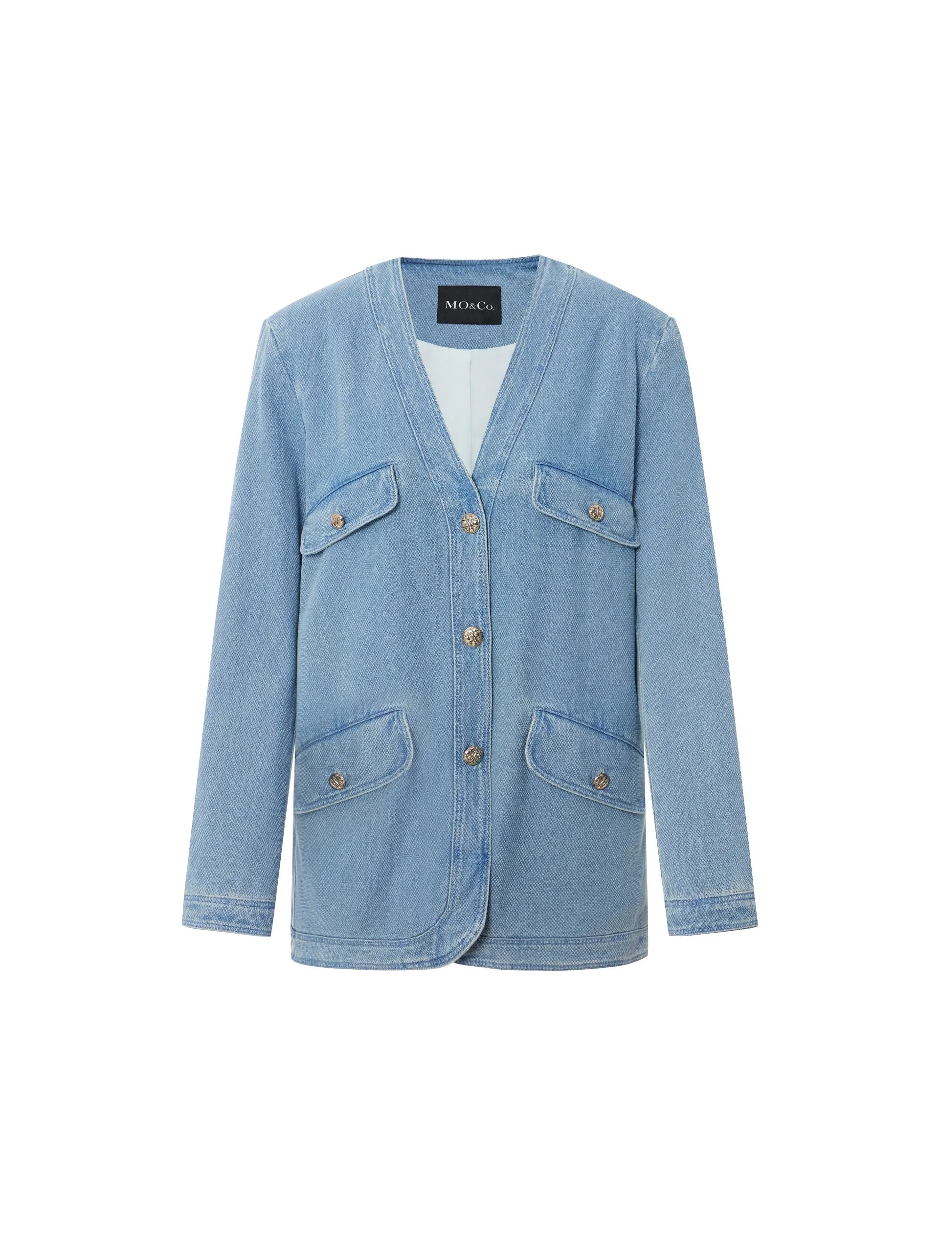 Metal Button Denim Jacket sold by Mo&Co product image thumbnail 4