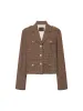 Checkered Cropped Wool Jacket sold by Mo&Co