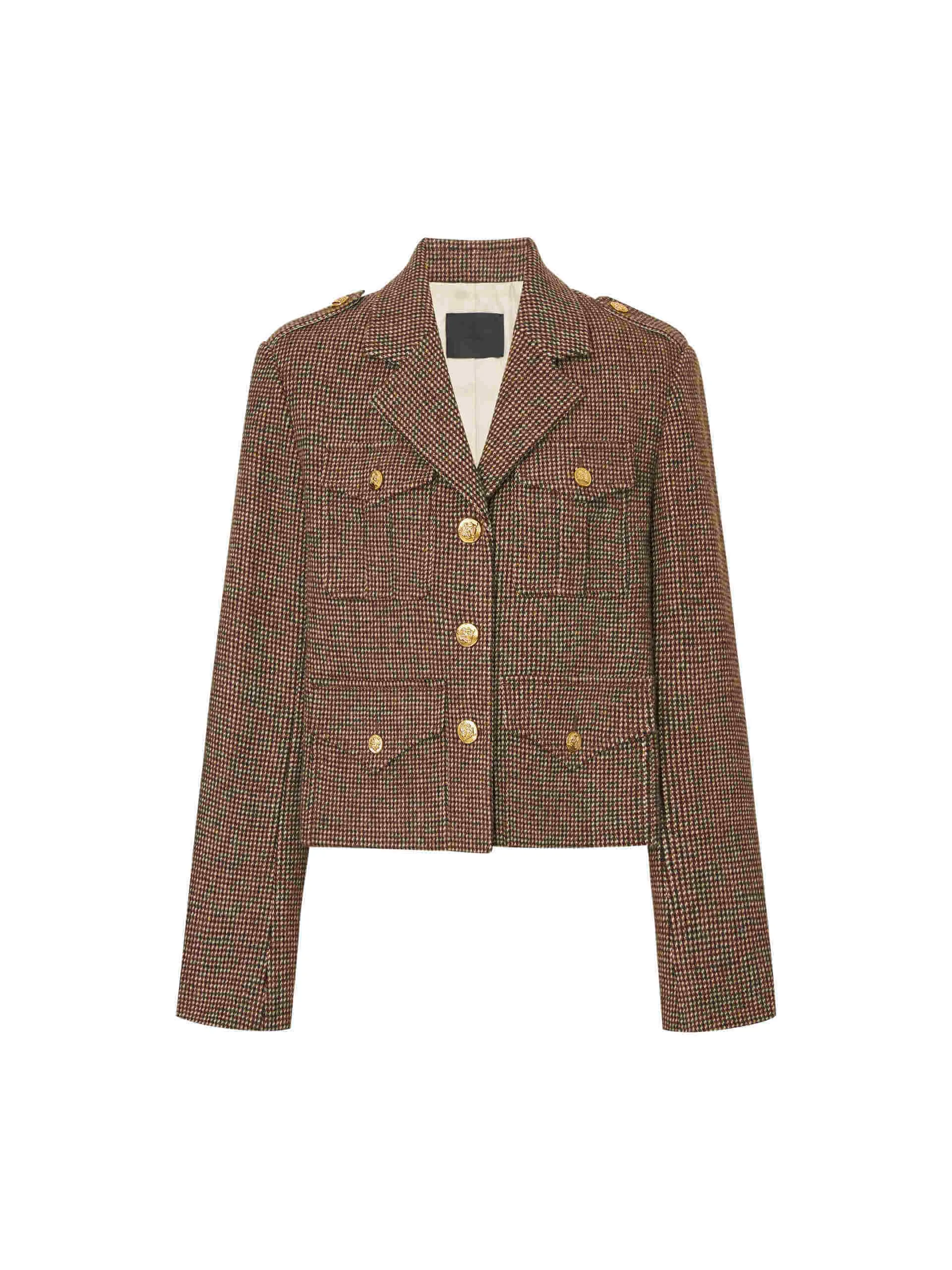 Checkered Cropped Wool Jacket sold by Mo&Co product image thumbnail 5