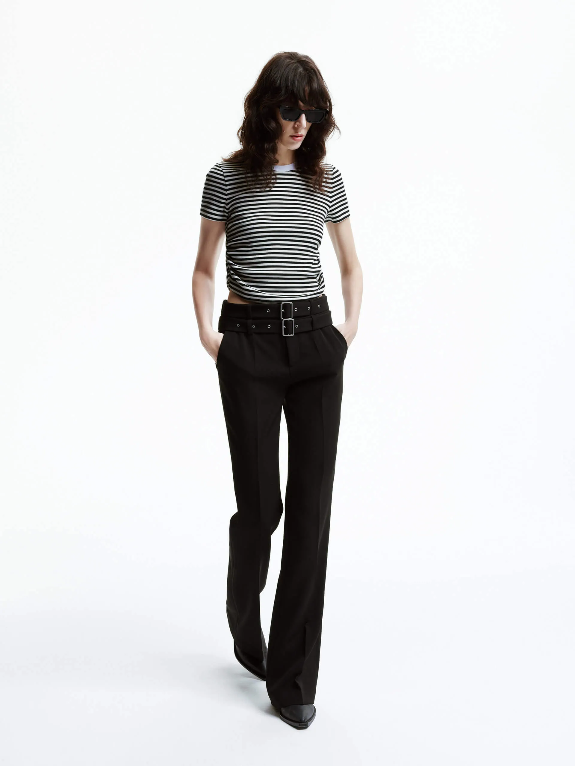 Side Pleated Cropped T-shirt sold by Mo&Co product image thumbnail 2