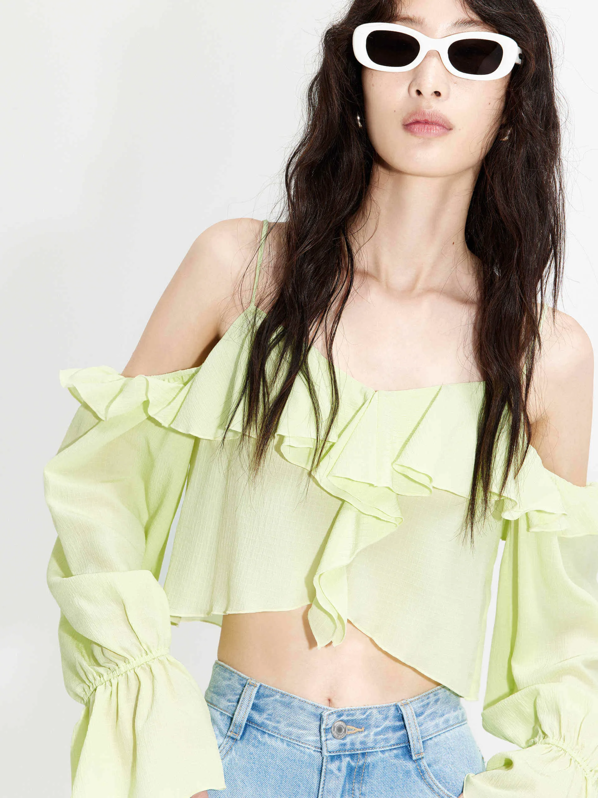 Cut Shoulder Silk Top sold by Mo&Co product image thumbnail 2