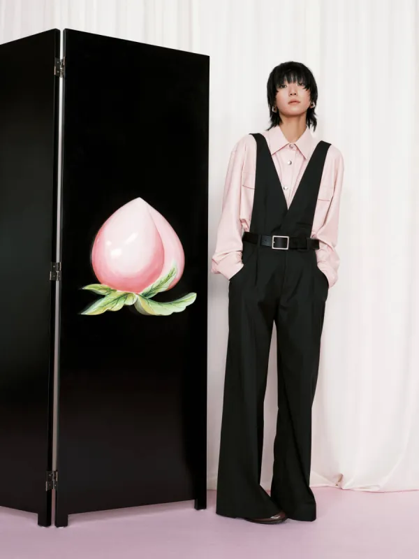 V-neck Wool Blend Jumpsuit sold by Mo&Co