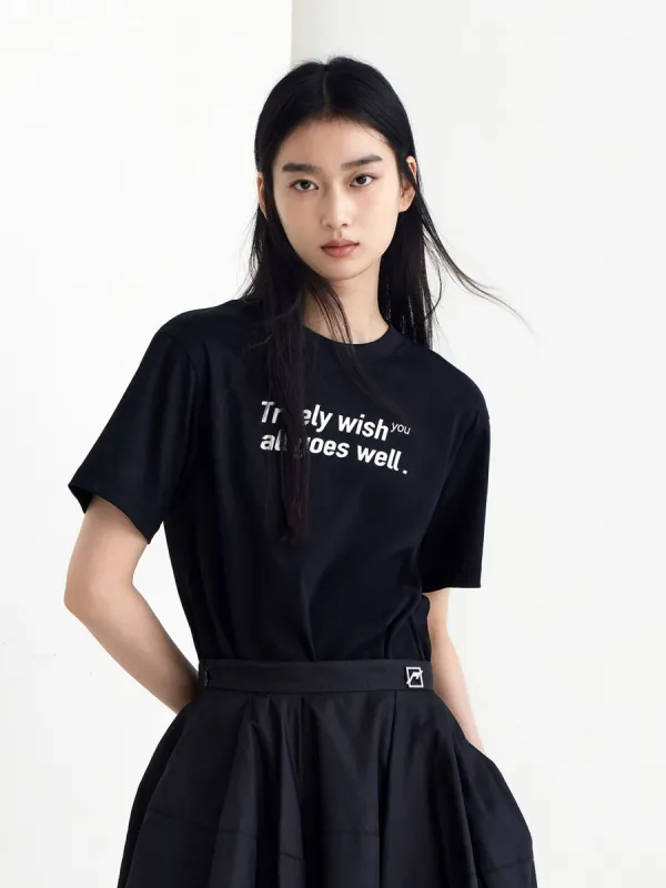 Letter Print Cotton T-shirt sold by Mo&Co