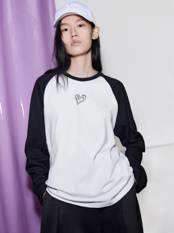 Contrast Long Sleeve Cotton T-Shirt sold by Mo&Co