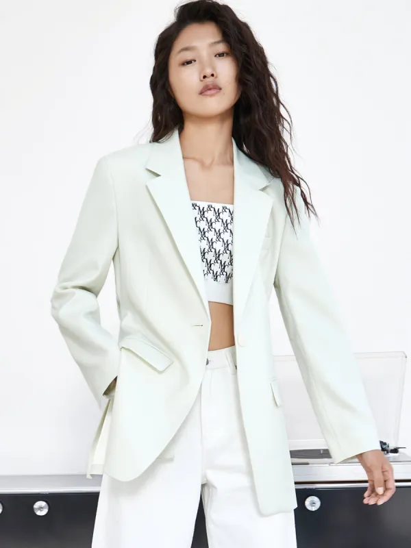 Solid Single Button Blazer sold by Mo&Co