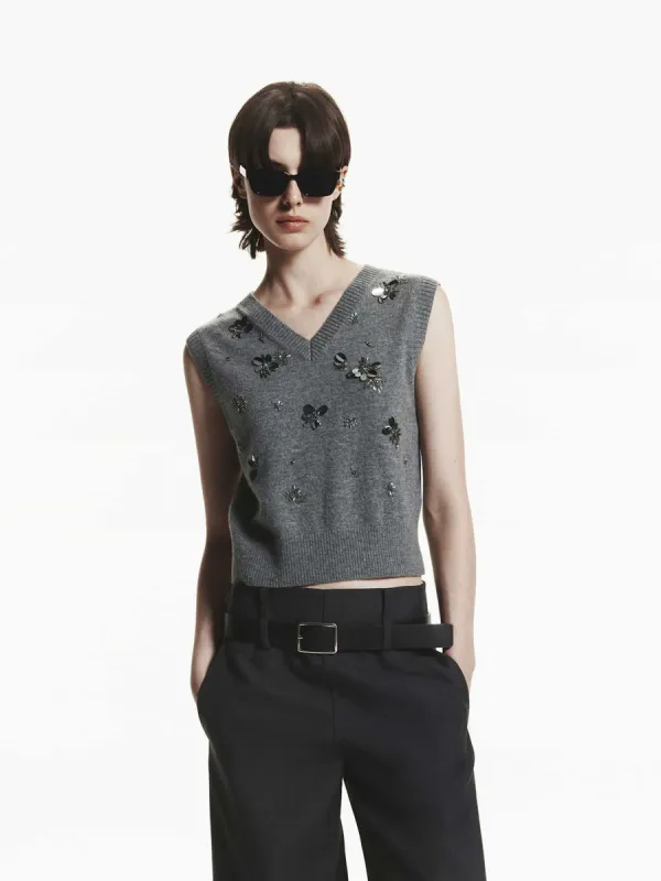 Wool Sequin Knit Vest sold by Mo&Co