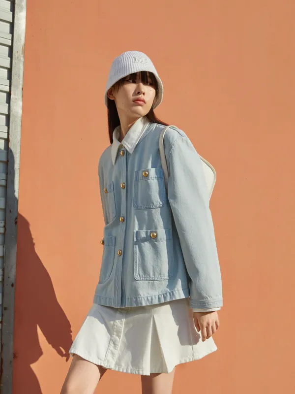 Front Pocket Denim Jacket sold by Mo&Co