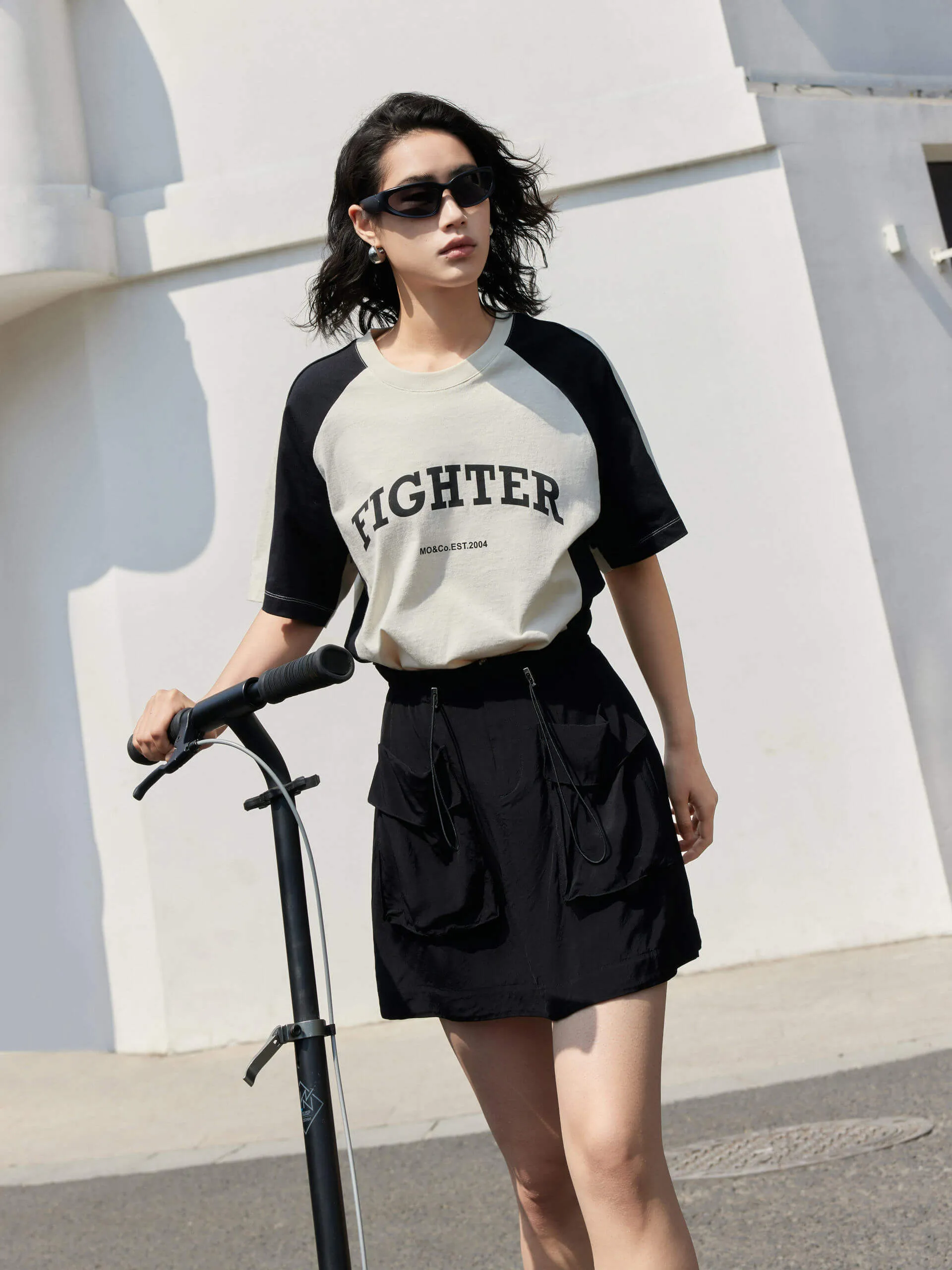 Color Block Letter Print T-shirt sold by Mo&Co product image thumbnail 2