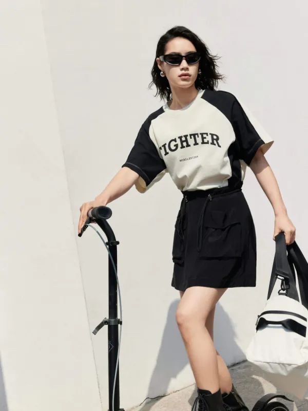 Color Block Letter Print T-shirt sold by Mo&Co