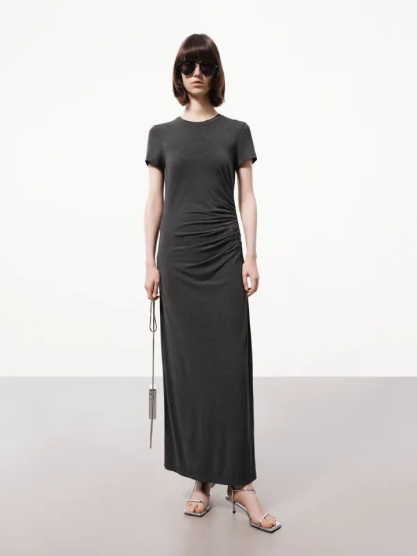 Side Pleated Maxi Dress sold by Mo&Co