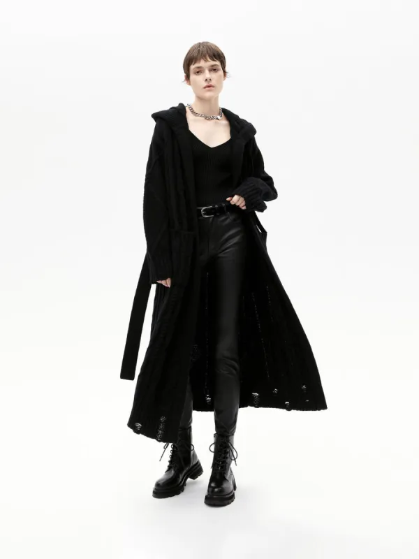 Wool Hooded Cardigan with Belt sold by Mo&Co