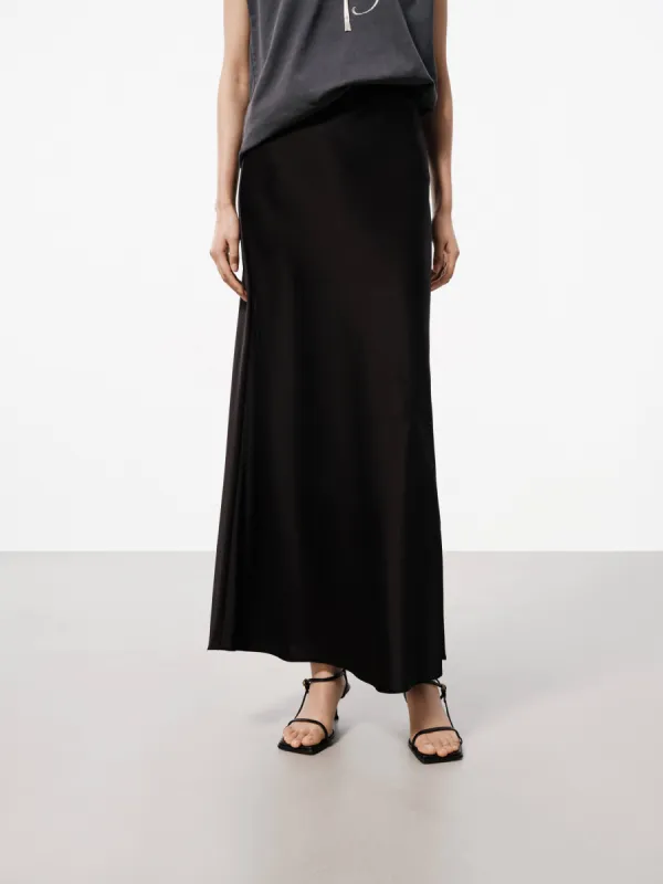 High Waist Maxi Satin Skirt sold by Mo&Co
