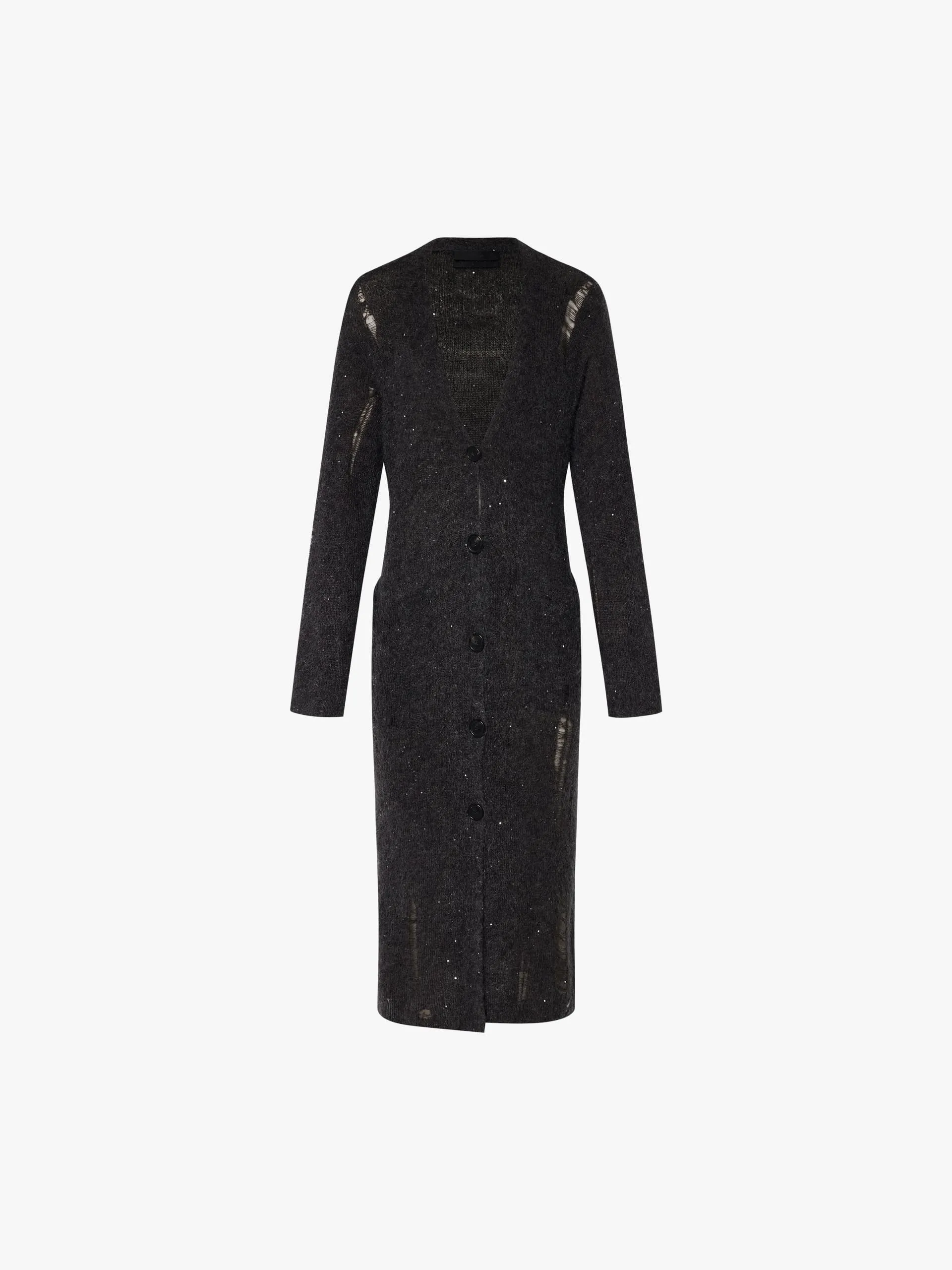 Distressed Detail Long Cardigan sold by Mo&Co product image thumbnail 5