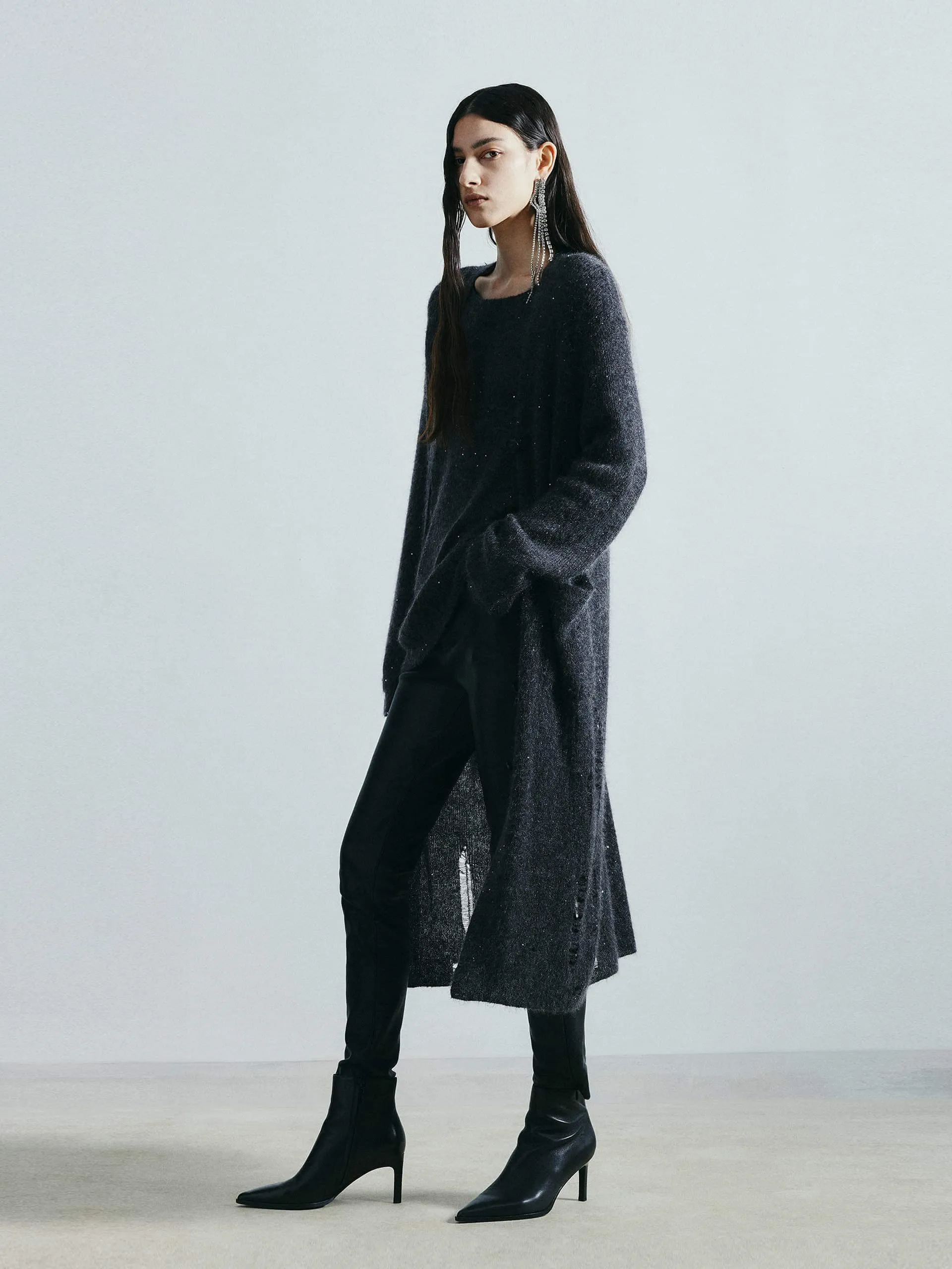 Distressed Detail Long Cardigan sold by Mo&Co product image thumbnail 2