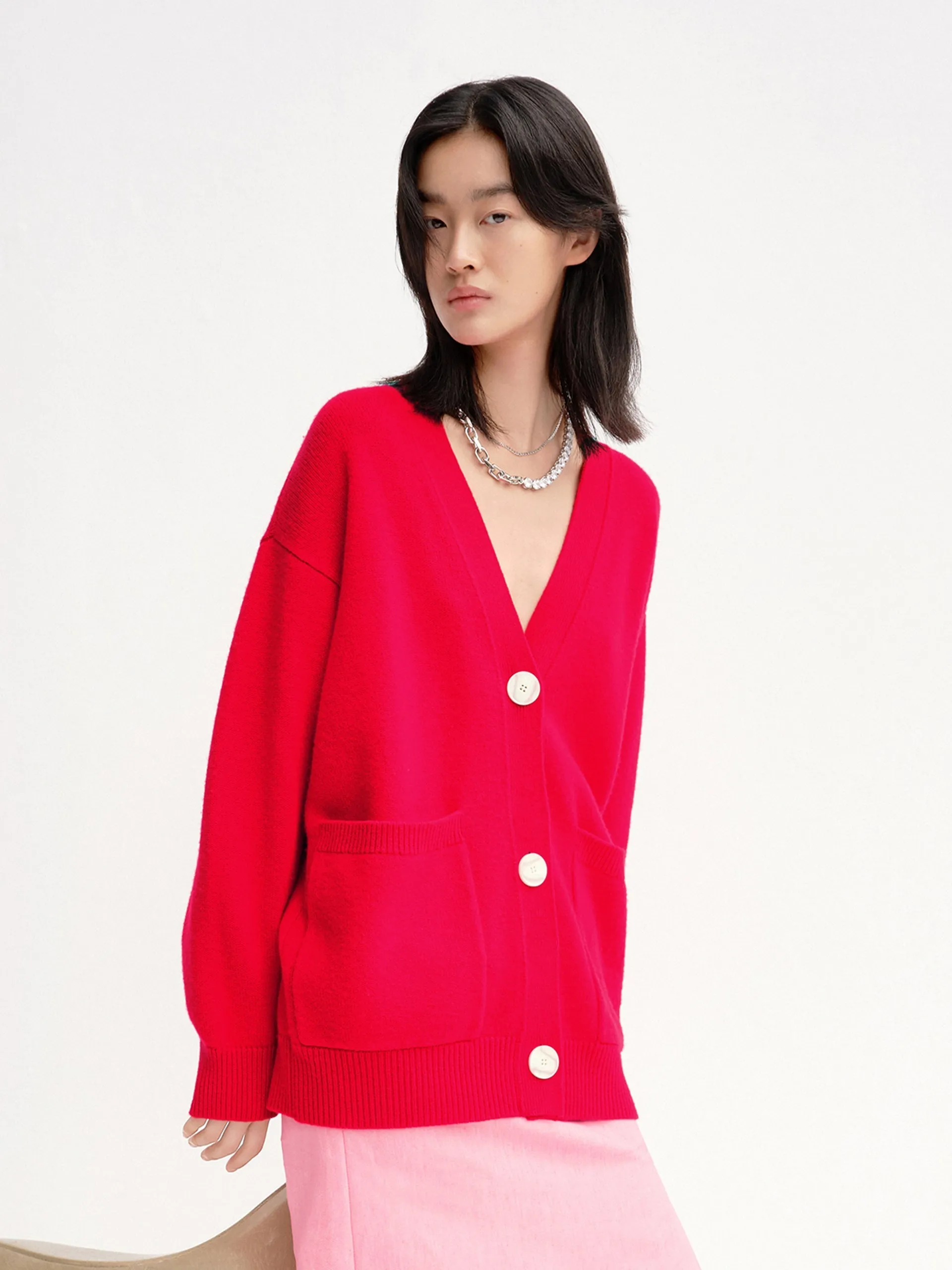 Oversized Flower Wool Knit Cardigan sold by Mo&Co product image thumbnail 5