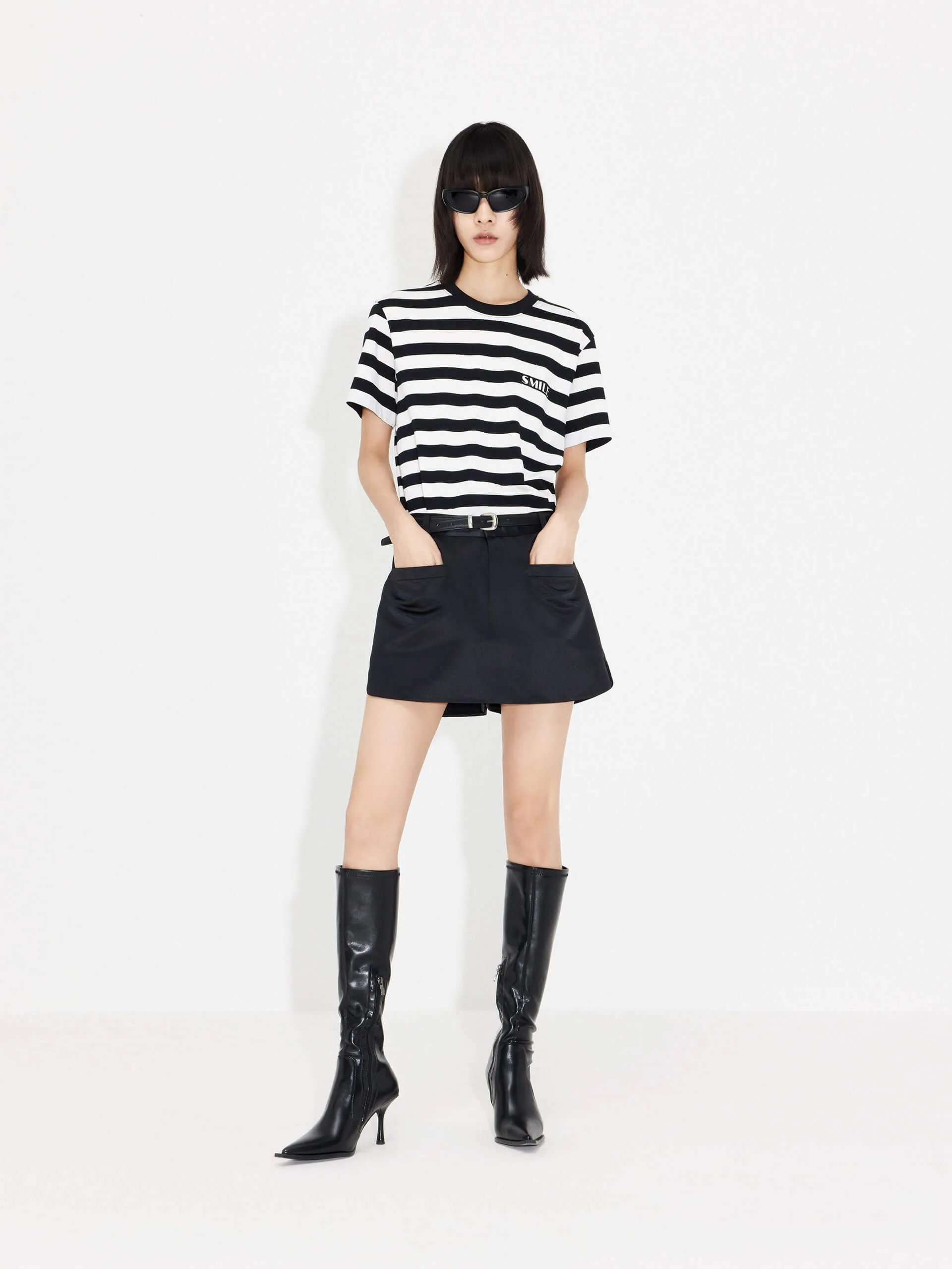 SMILE Letter Striped T-shirt sold by Mo&Co product image thumbnail 4