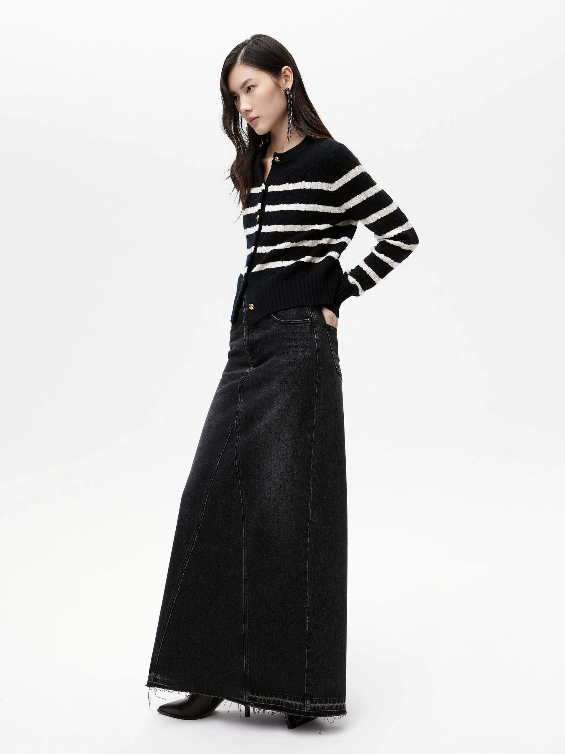 Cable Texture Striped Cardigan sold by Mo&Co product image thumbnail 3