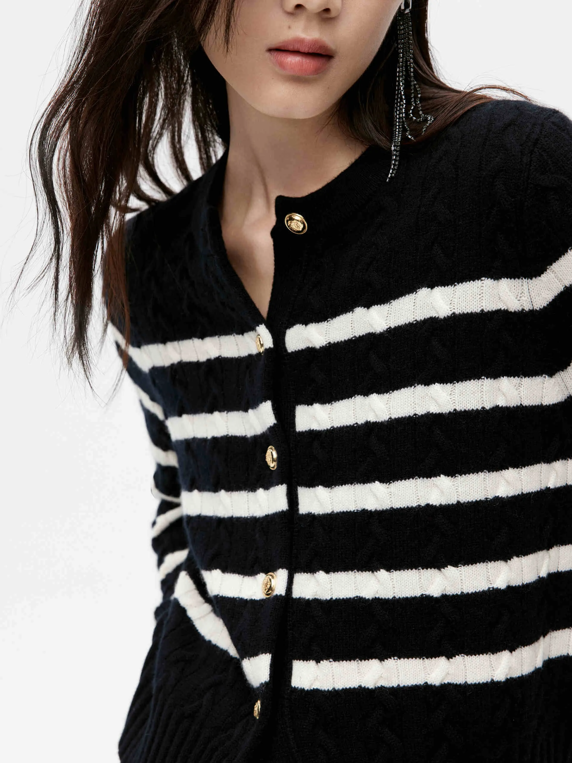 Cable Texture Striped Cardigan sold by Mo&Co product image thumbnail 2