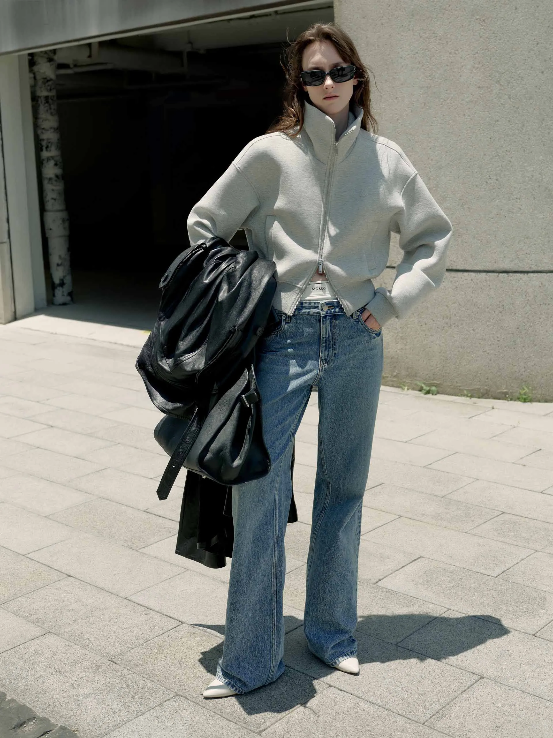 Zip Closure Cropped Jacket sold by Mo&Co product image thumbnail 2