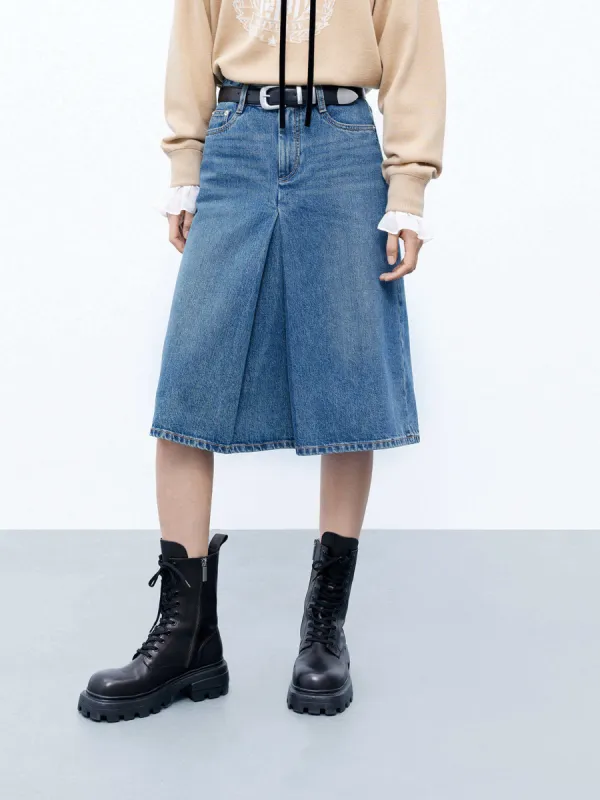 ★ ★ Women's Pleated Rinse Denim Skirt 47C717G N Yazlin Pleated Denim Mini Skirt - Light Wash | Fashion Nova