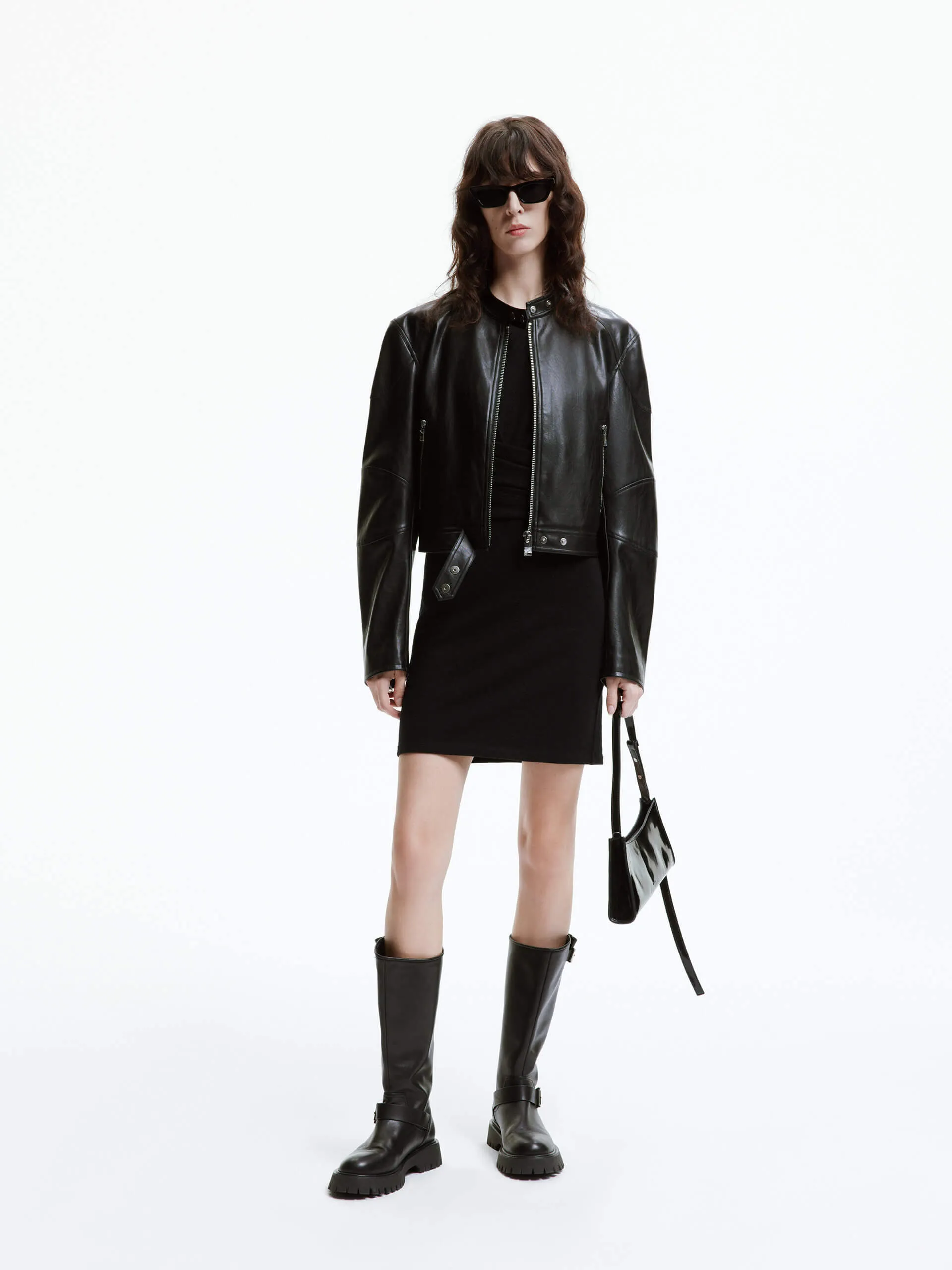 Cropped Faux Leather Jacket sold by Mo&Co product image thumbnail 2