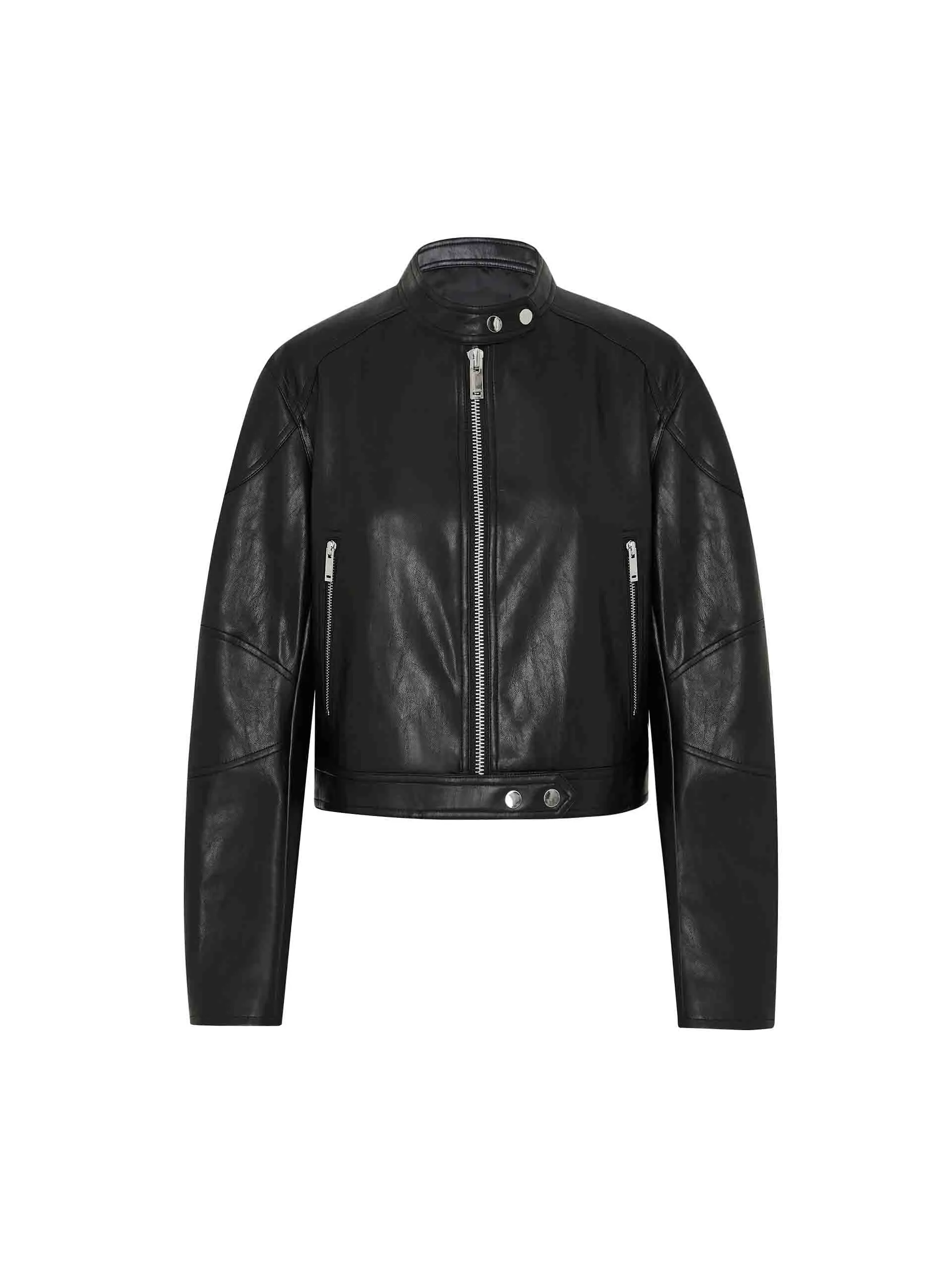 Cropped Faux Leather Jacket sold by Mo&Co product image thumbnail 5