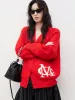 Wool Blend Embroidered Logo Cardigan sold by Mo&Co