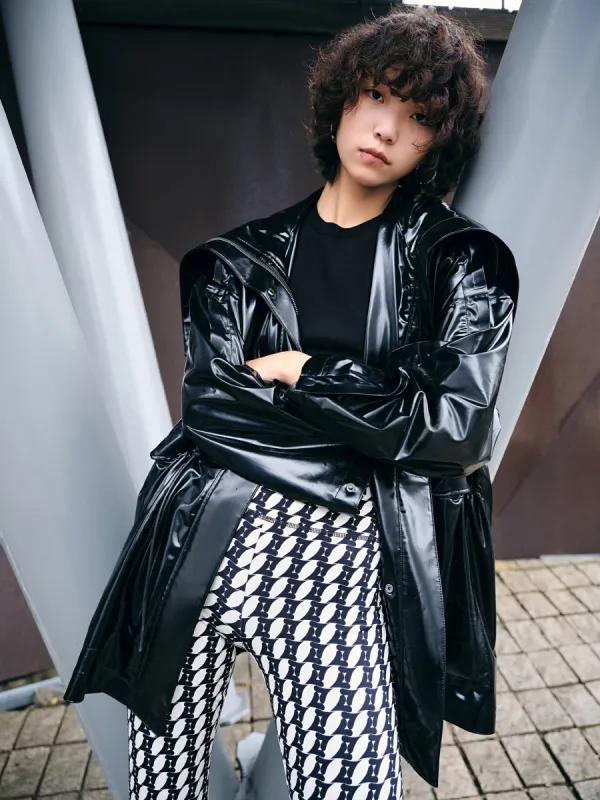 Faux Leather Zip Glossy Jacket sold by Mo&Co