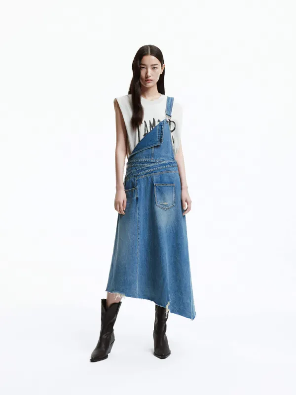 Irregular Hem Denim Dress sold by Mo&Co