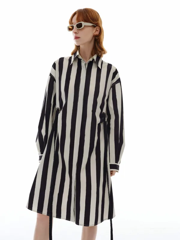 Drop Shoulder Striped Dress sold by Mo&Co