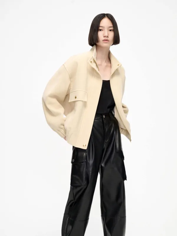 Wool Blend Zipper Jacket sold by Mo&Co