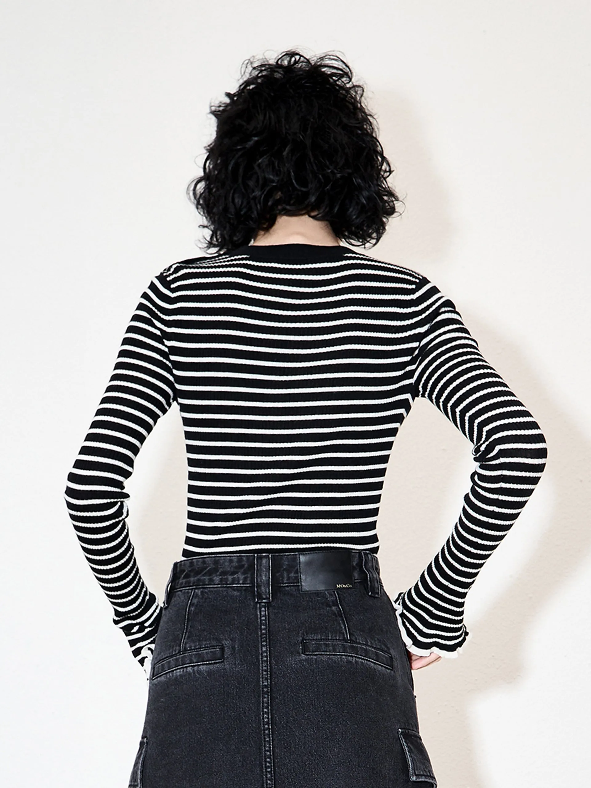 Wool Blend Striped Knit Top sold by Mo&Co product image thumbnail 5