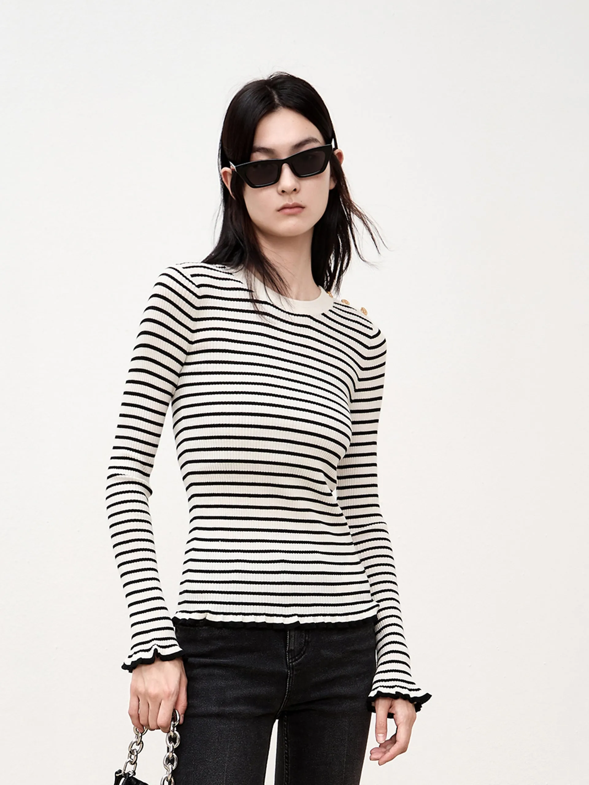 Wool Blend Striped Knit Top sold by Mo&Co product image thumbnail 2