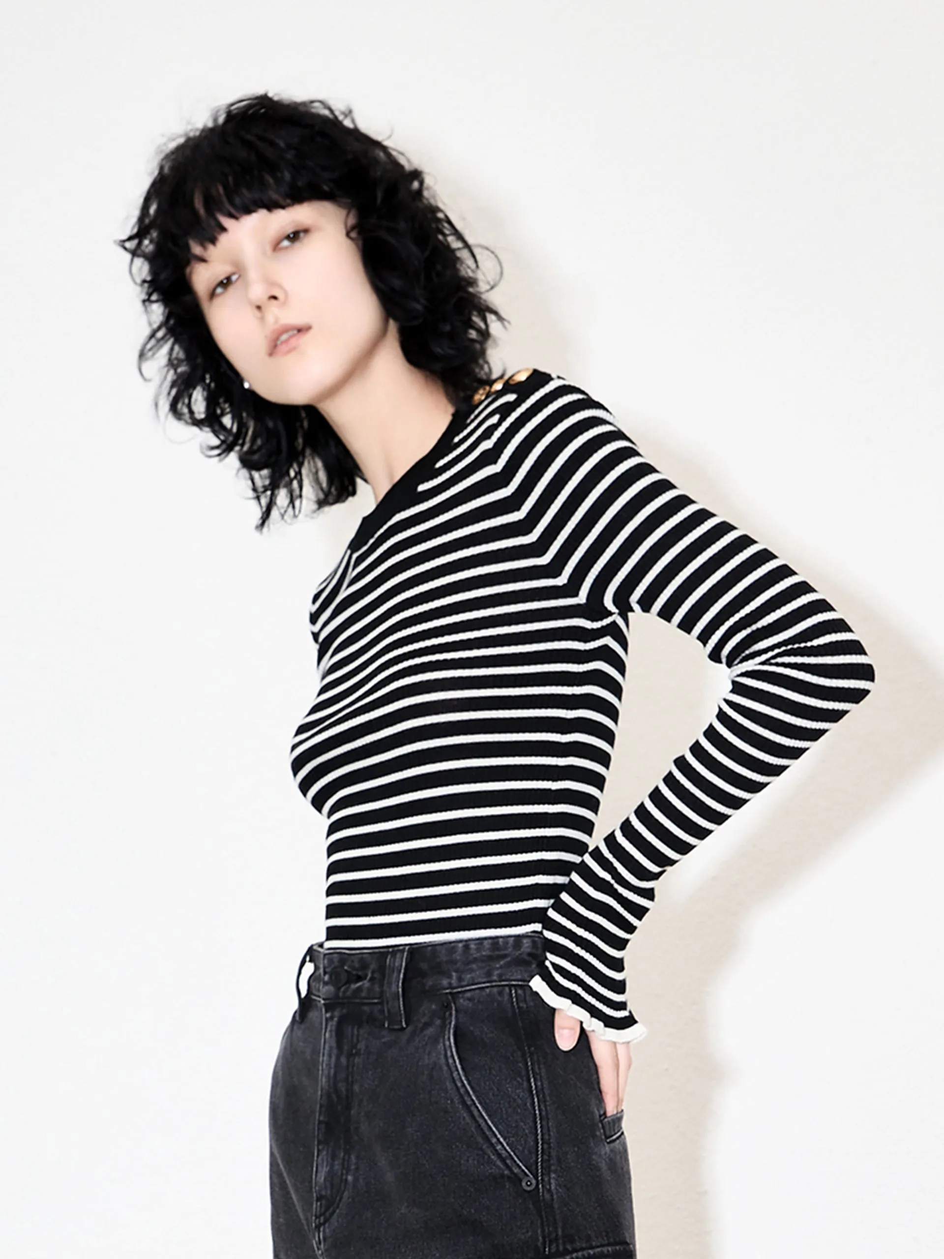 Wool Blend Striped Knit Top sold by Mo&Co product image thumbnail 4