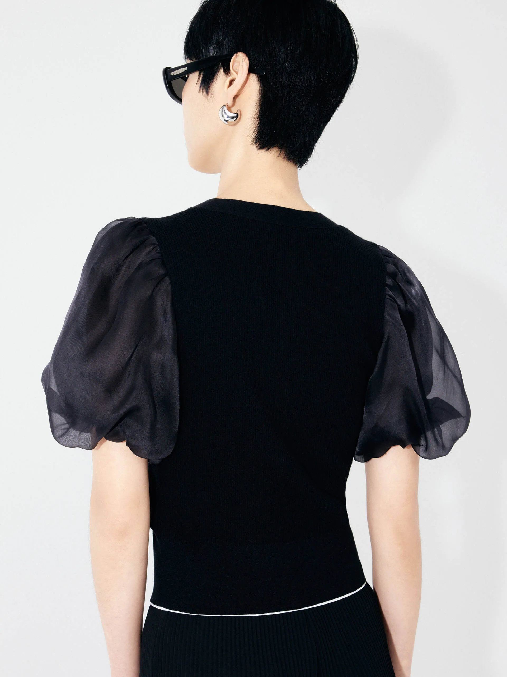 Cotton Blend Crop Knitted Cardigan sold by Mo&Co product image thumbnail 3