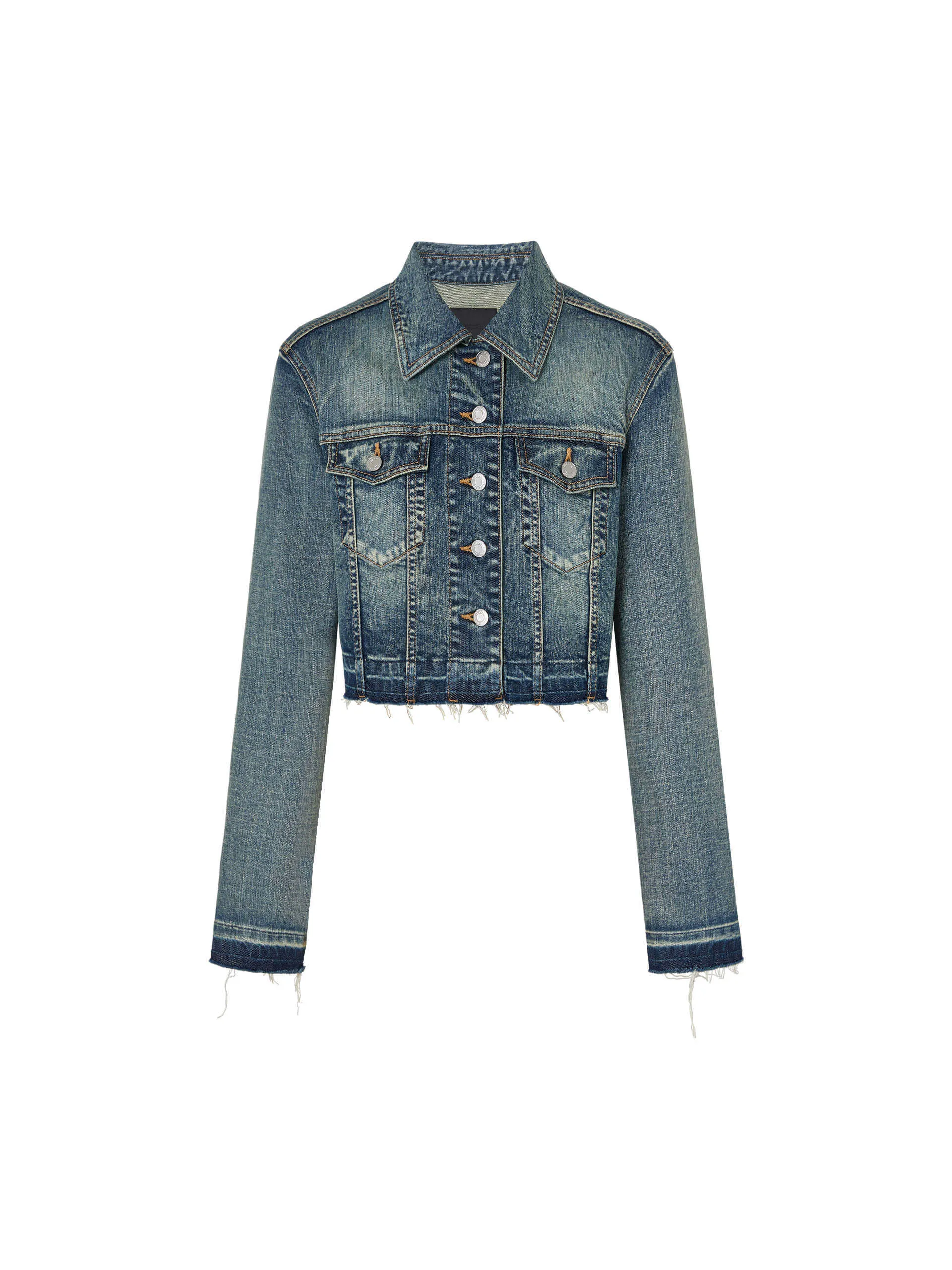Raw Hem Denim Jacket sold by Mo&Co product image thumbnail 5
