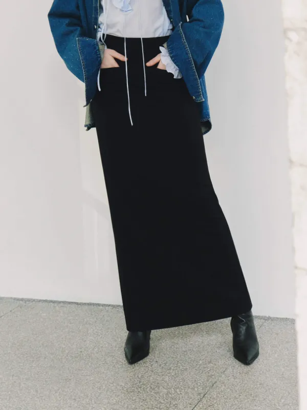 Straight Cut Slit Skirt sold by Mo&Co