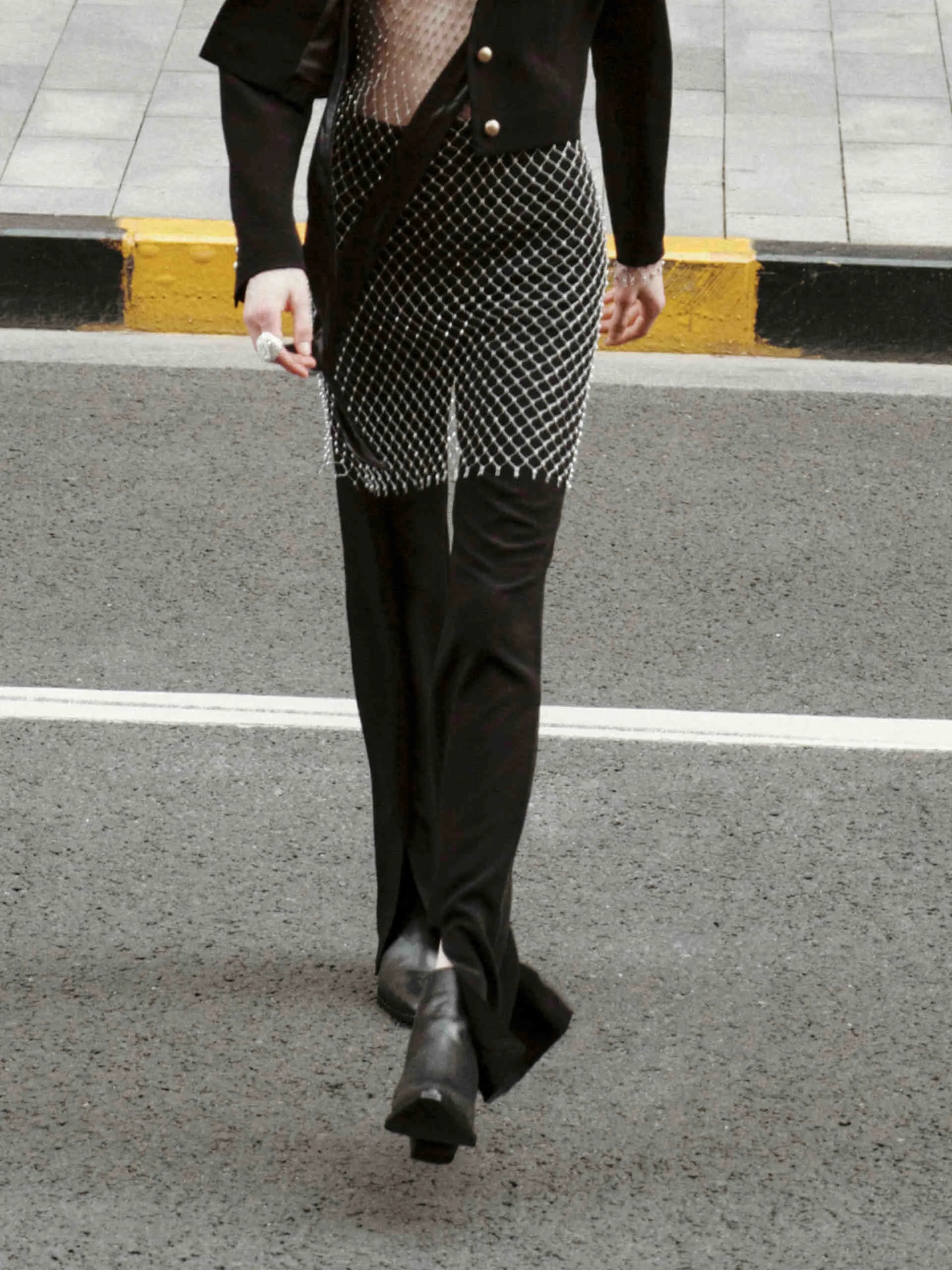 High Waist Slit Front Pants sold by Mo&Co