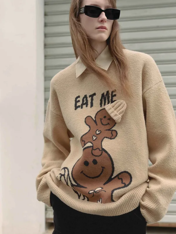 Loose Cartoon Print Sweater sold by Mo&Co