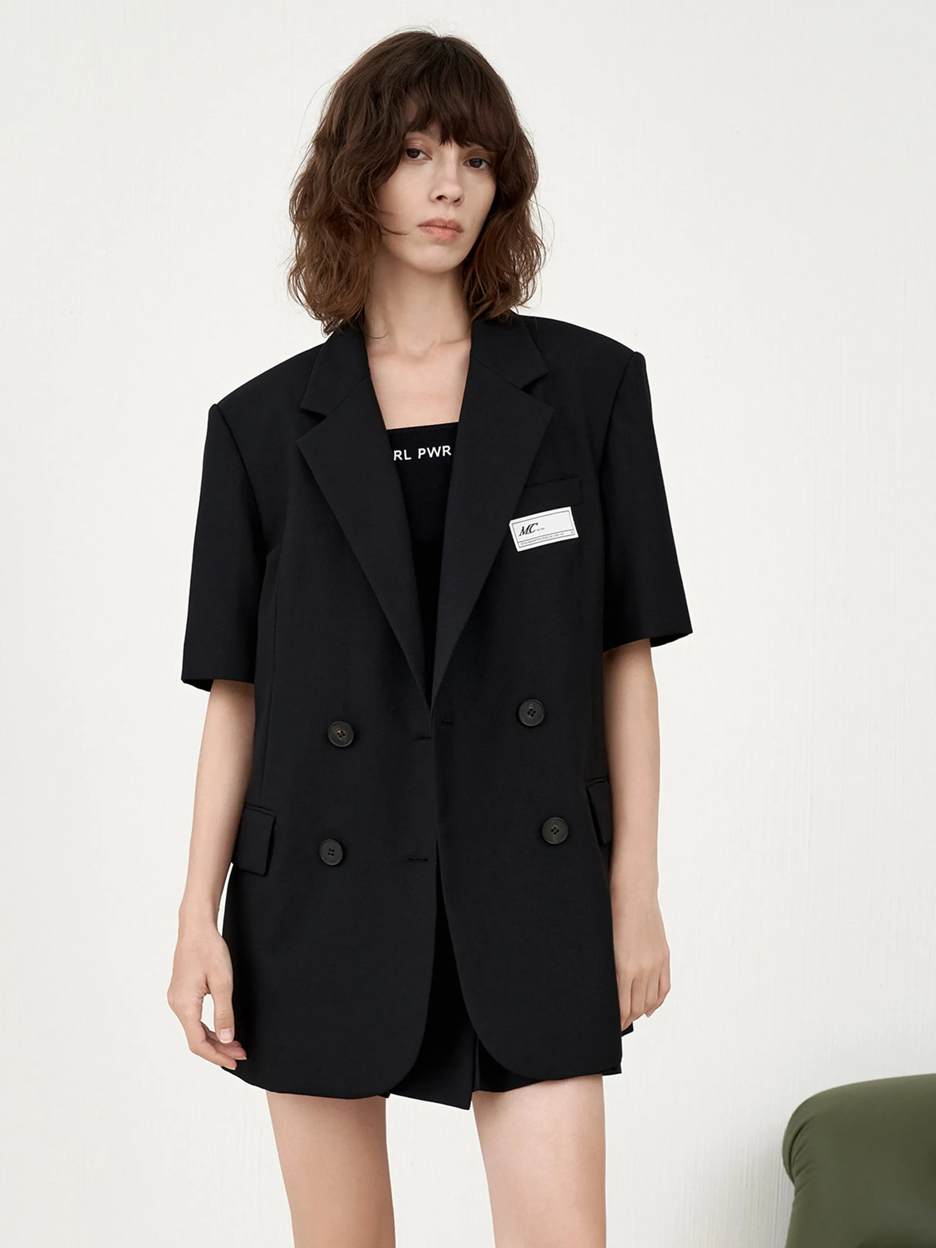 Wool Blend Short Sleeve Blazer sold by Mo&Co product image thumbnail 3