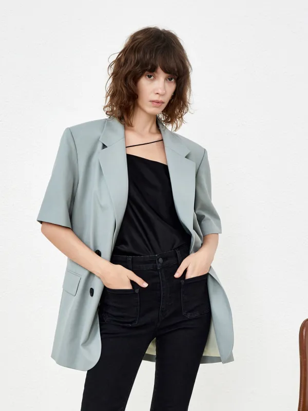 Wool Blend Short Sleeve Blazer sold by Mo&Co