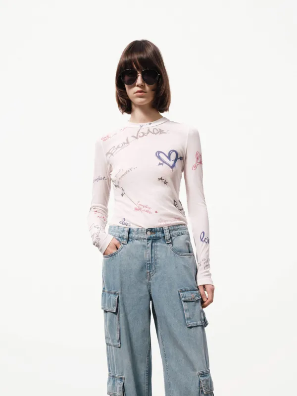 Graffiti Detail Cotton Top sold by Mo&Co
