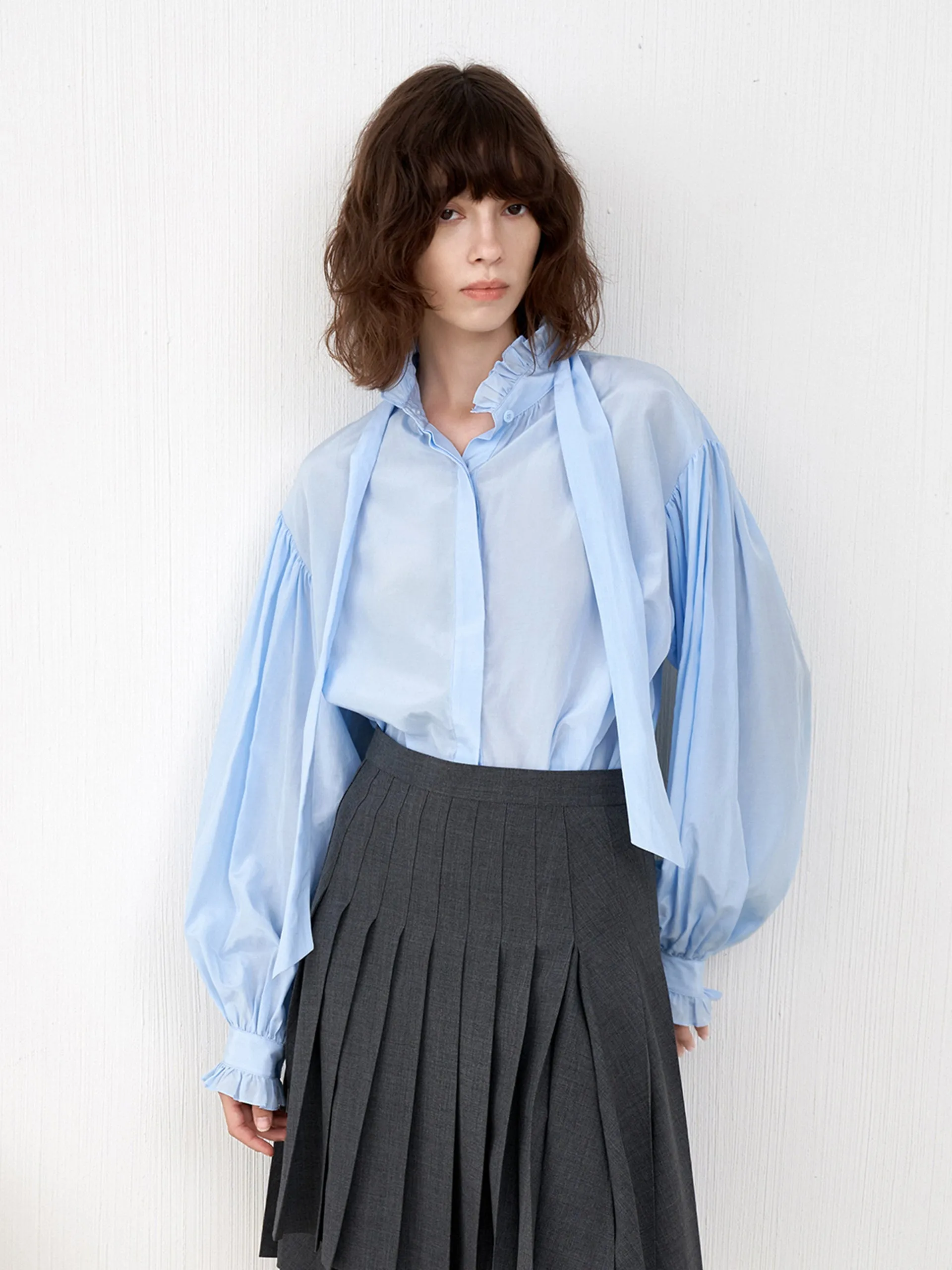 Ruffle Neckline Top sold by Mo&Co