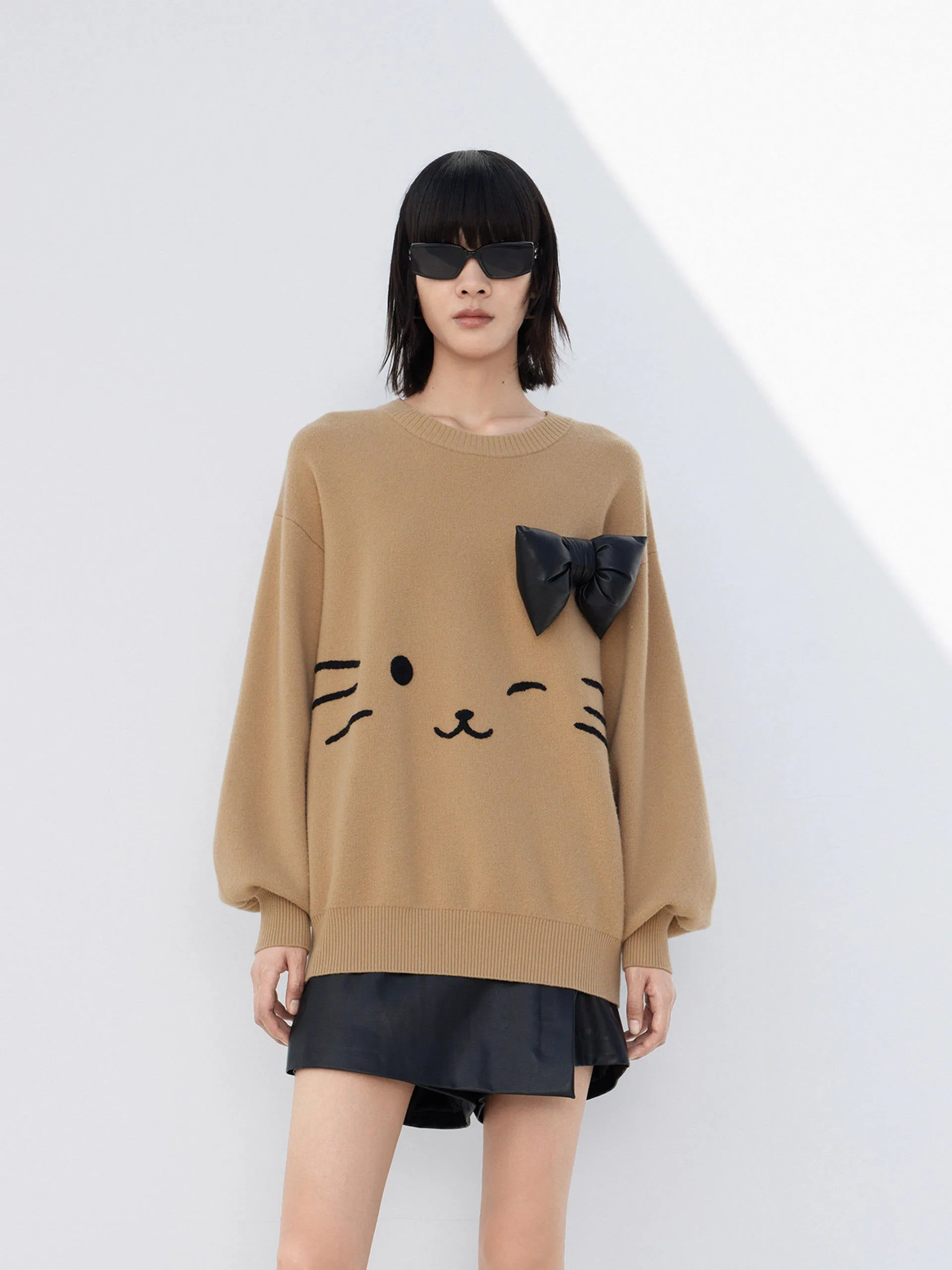 Wool Blend Detachable Bow Sweater sold by Mo&Co product image thumbnail 2