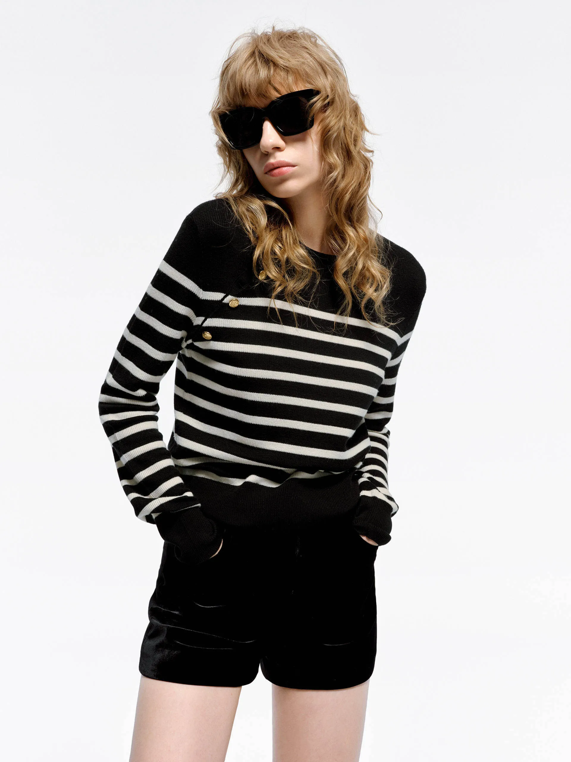 Wool Striped Knit Sweater sold by Mo&Co