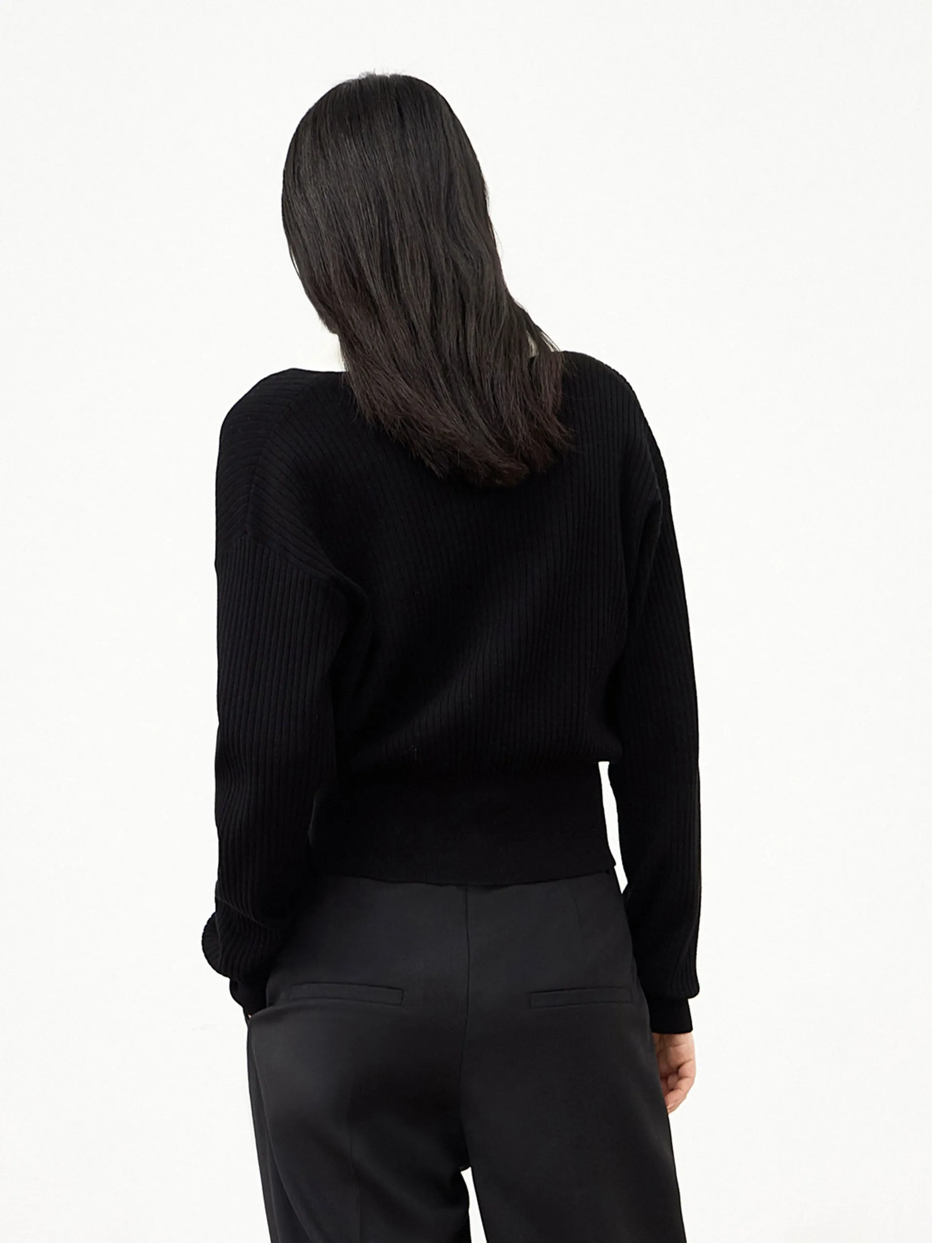 Ribbed Knit Contrasting Cardigan sold by Mo&Co product image thumbnail 4