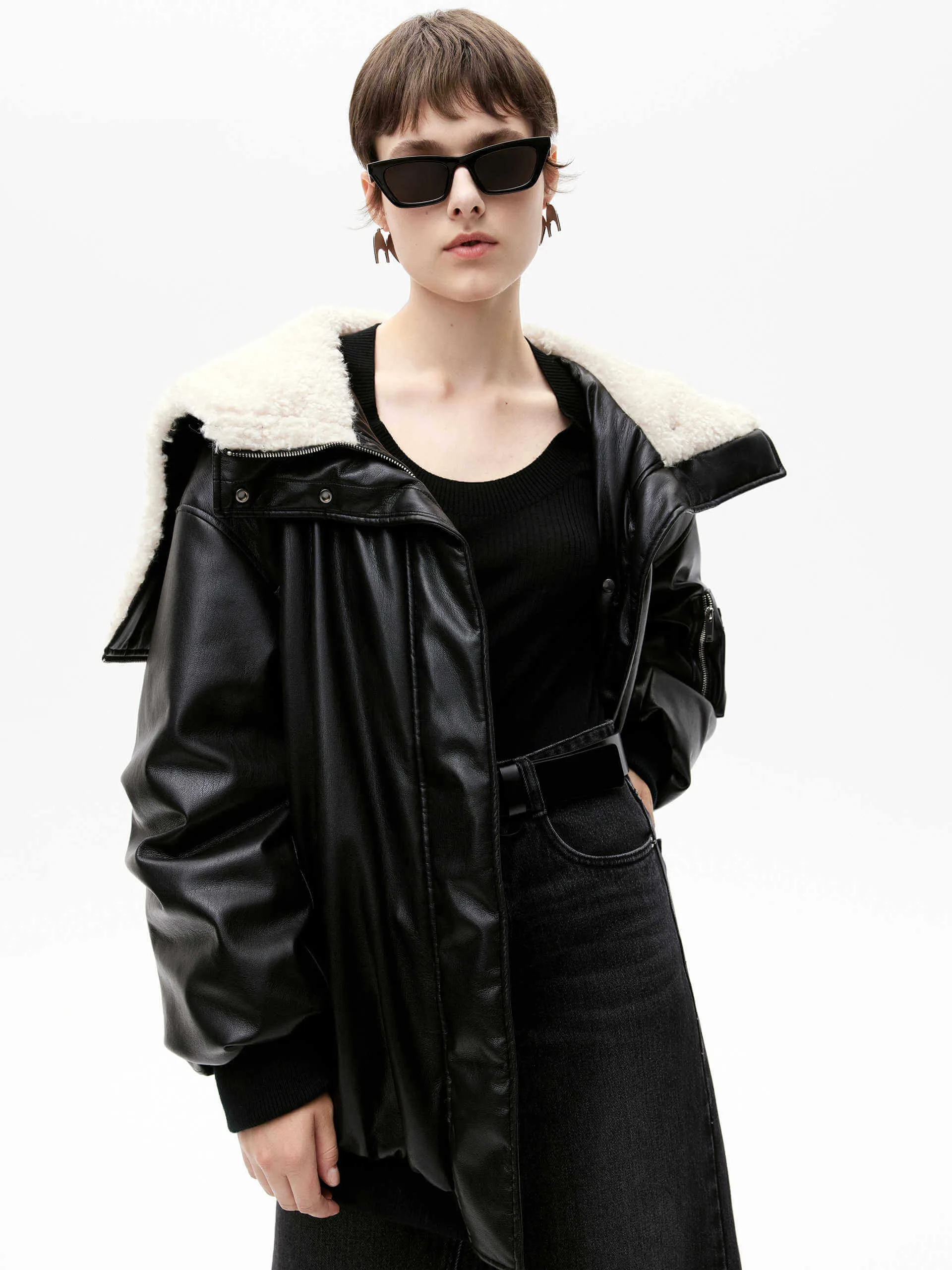 Faux Leather Hoodie Jacket sold by Mo&Co product image thumbnail 4